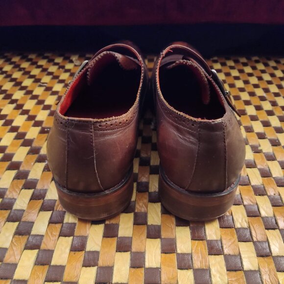 Moretti Black Label Monk Strap Dress Shoe Brown Leather Oxford Size 10 - Picture 5 of 6